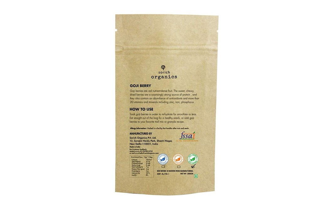 Sorich Organics Goji Berries    Pack  300 grams